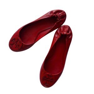 Tory Burch Reva Flats Red Tumbled Leather 8
